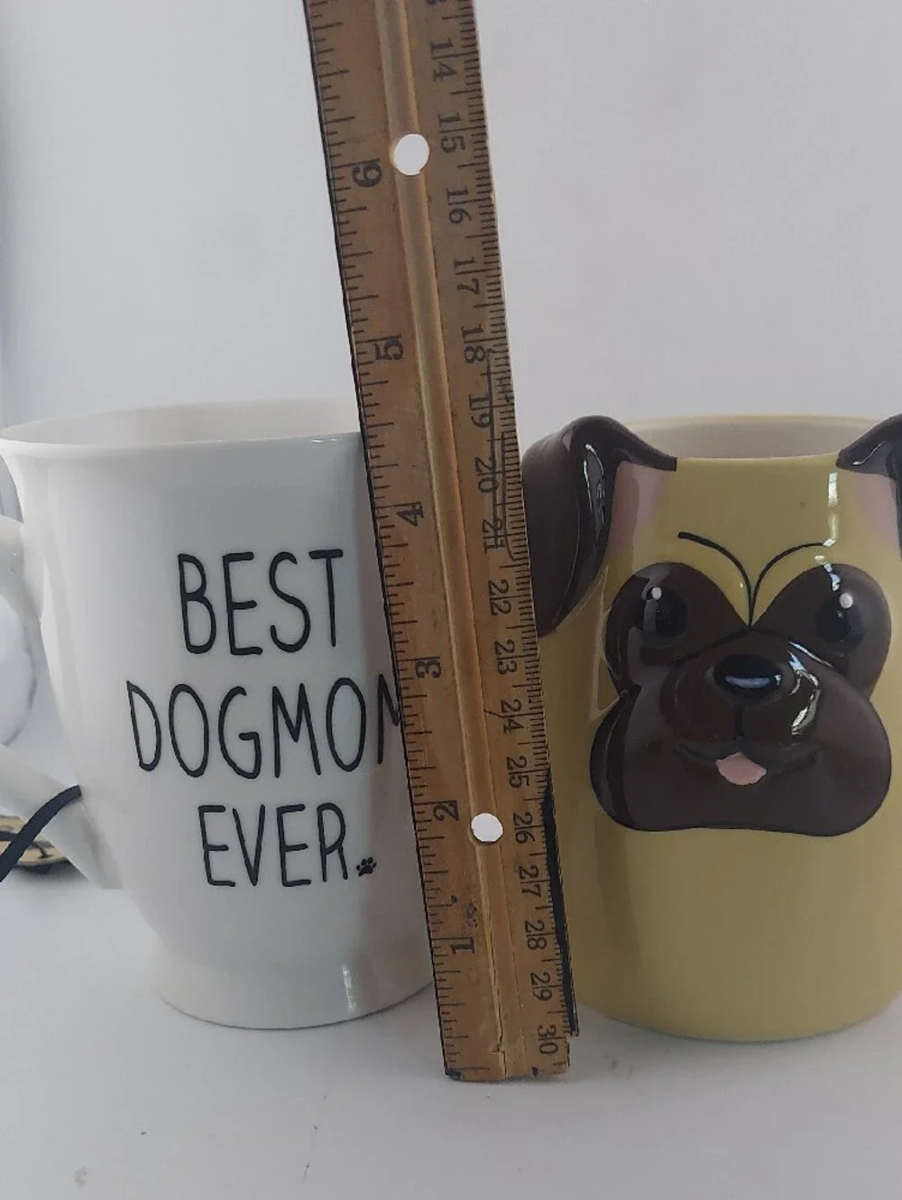 Vintage Yellow Pug Face Ceramic Mug